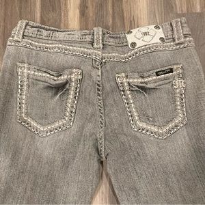 NEW Miss Me Distressed Grey Bling Capris
